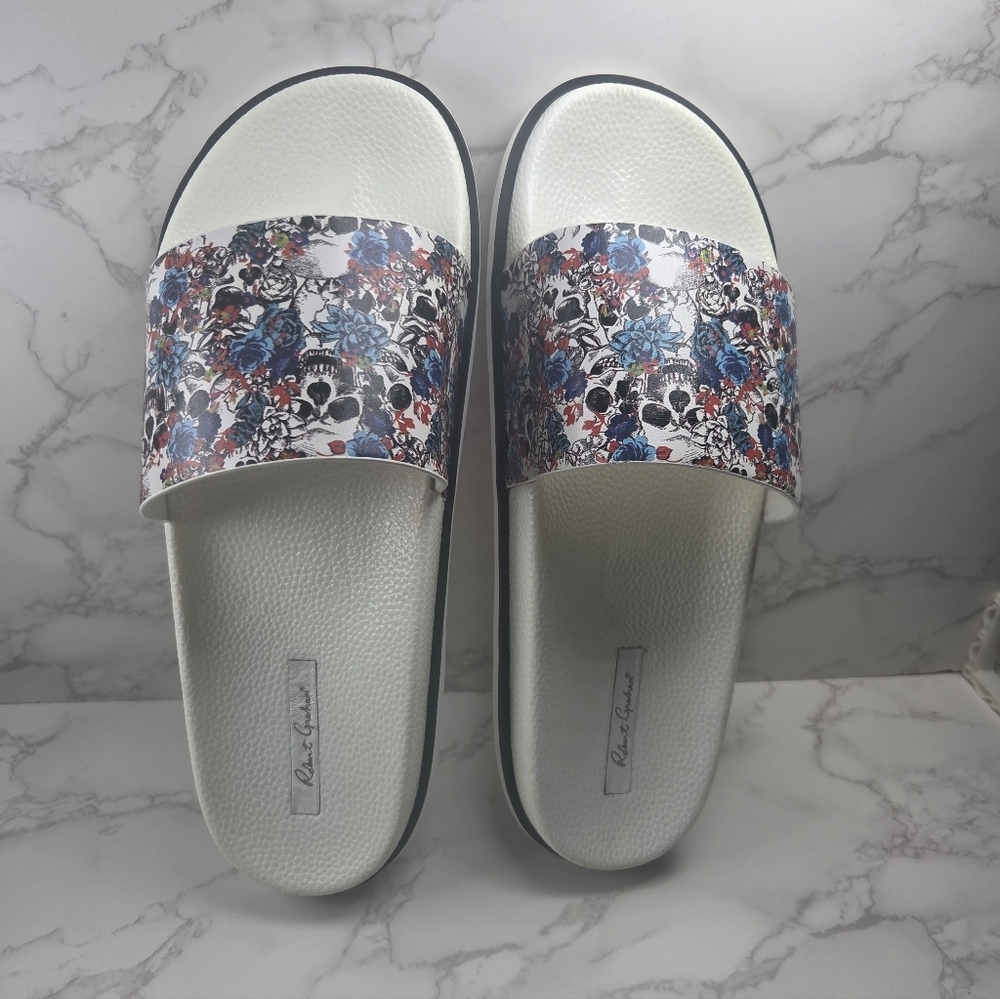 Floral Slide Sandals - White and Multicolor - Picture 2 of 6
